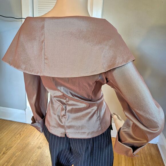 Vintage JS Boutique Metallic Evening Top Oversized Collar Formal Whimsigoth XL - Picture 5 of 9